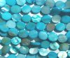 16 inch strand of 10x8mm Aqua Mother of Pearl Flat Ovals